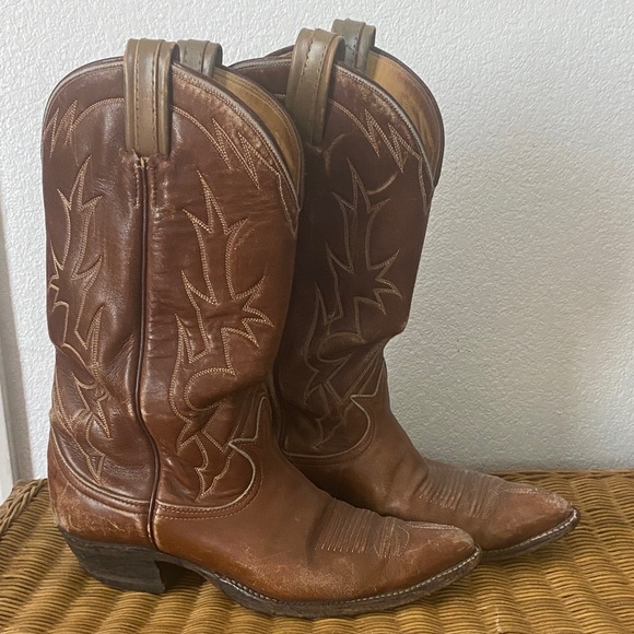 Tony Lama Shoes - Tony Lama Western Boots in Rich Brown Leather